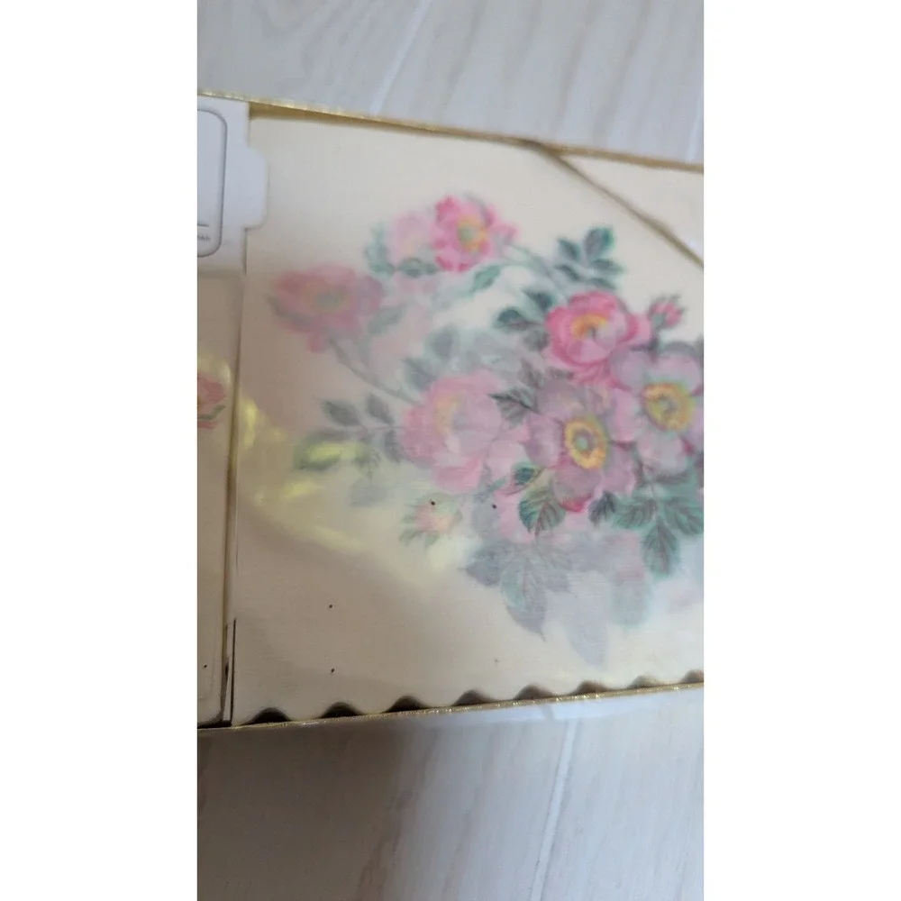 Baumgartens Napkins Set Cream Floral Rice Paper Silk Effect 60pc Vintage